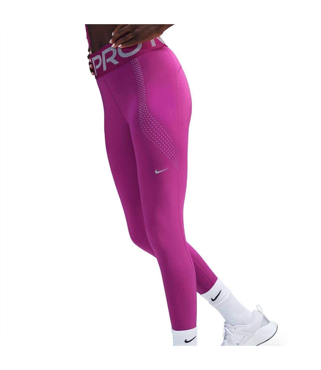 Womens/ladies Pro Sculpt Perforated Leggings Hot Fushia Nike-3