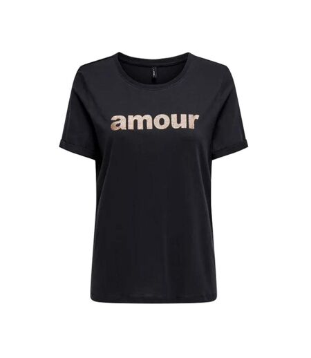T-Shirt marine femme only amour glitter