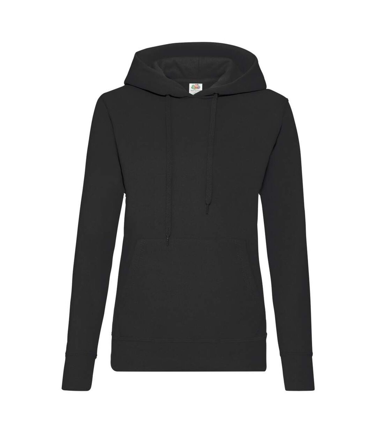 Fruit Of The Loom Ladies Lady Fit Hooded Sweatshirt / Hoodie (Black)