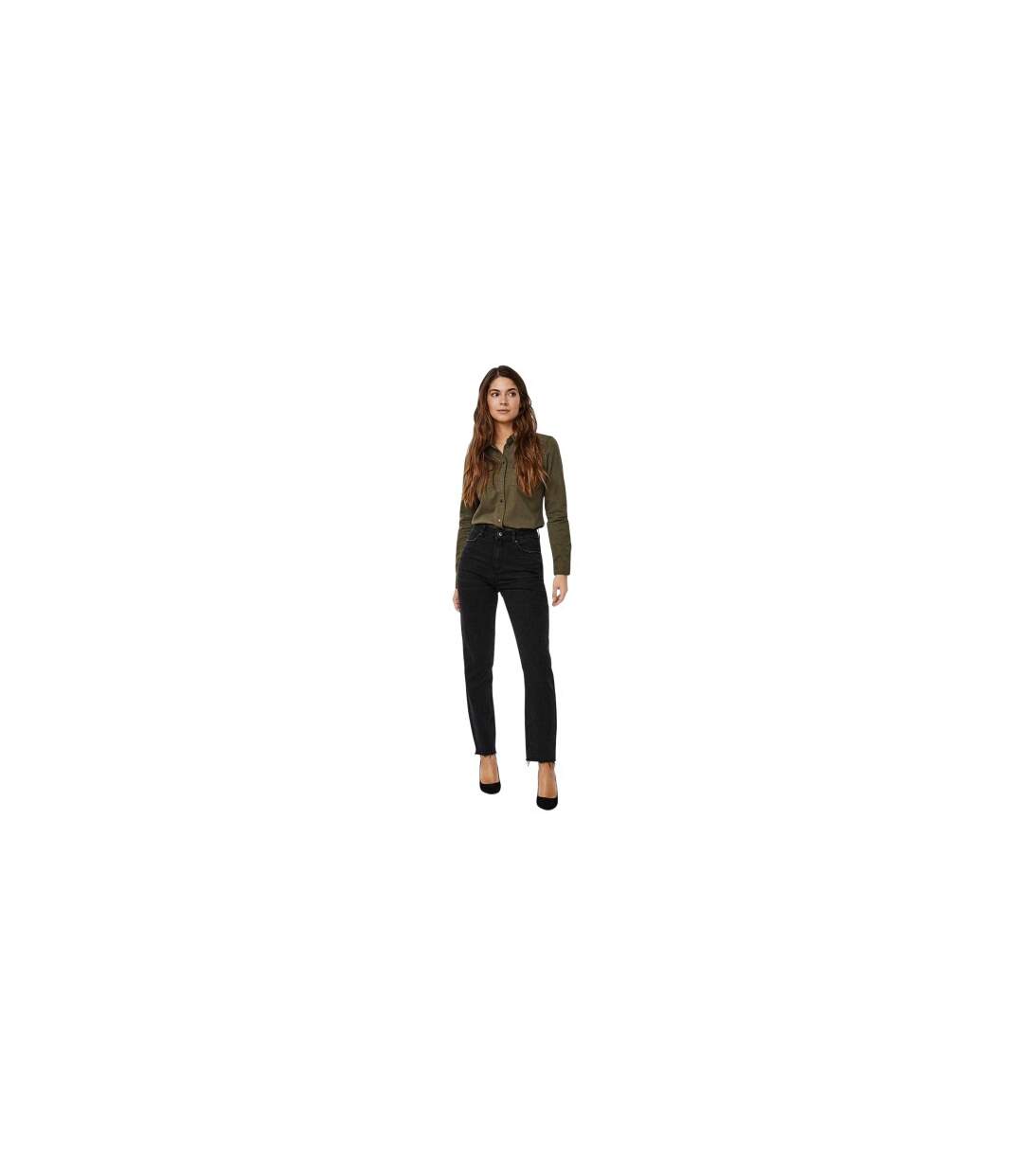 Womens/ladies Denim High Rise Mom Jeans Black Denim Vero Moda-1