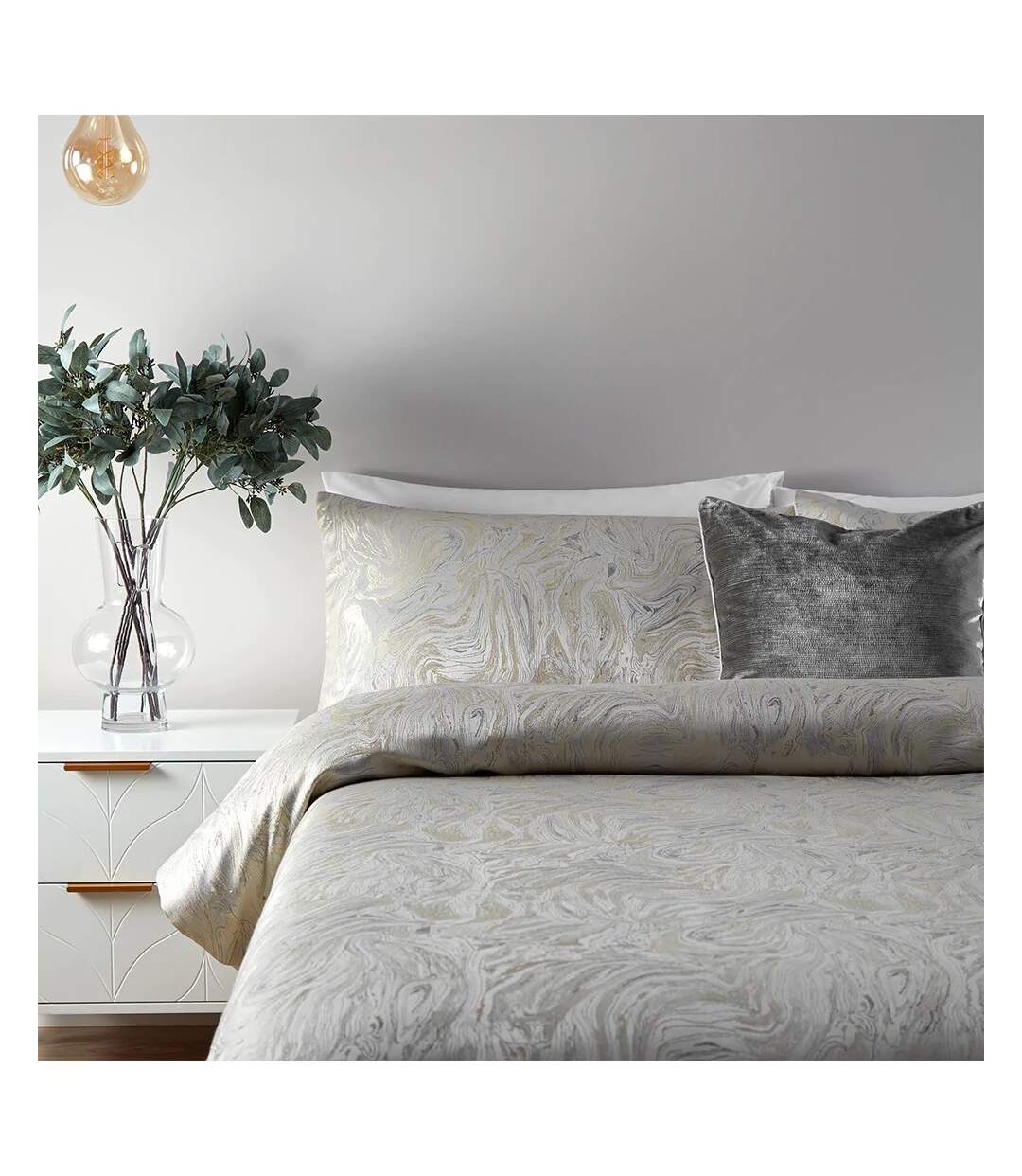 Jacquard marble duvet cover set oyster Paoletti-2
