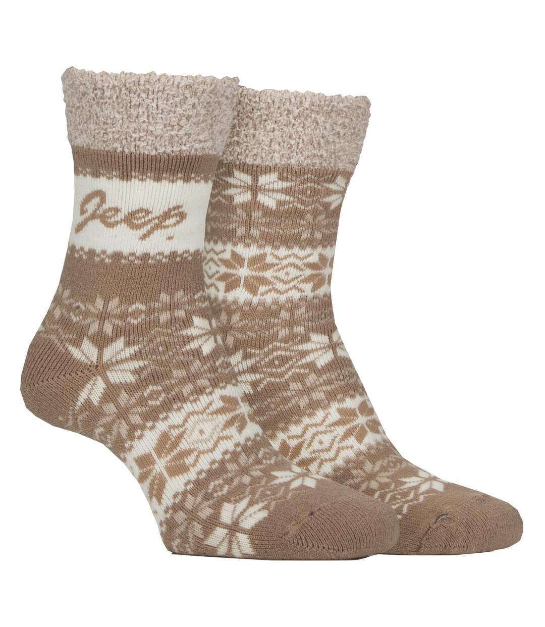 2 Pairs Ladies Thermal Patterned Fairisle Socks Warm Winter Socks-1