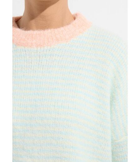 Pull duveteux rayé pastel forme loose