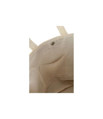 Ensemble Sac de Plage & Chapeau Lignes 58cm Beige & Naturel