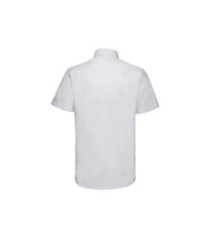 Russell Collection Mens Oxford Easy-Care Tailored Short-Sleeved Shirt (White) - UTRW9437