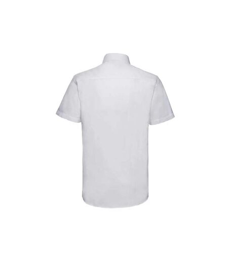 Russell Collection Mens Oxford Easy-Care Tailored Short-Sleeved Shirt (White)