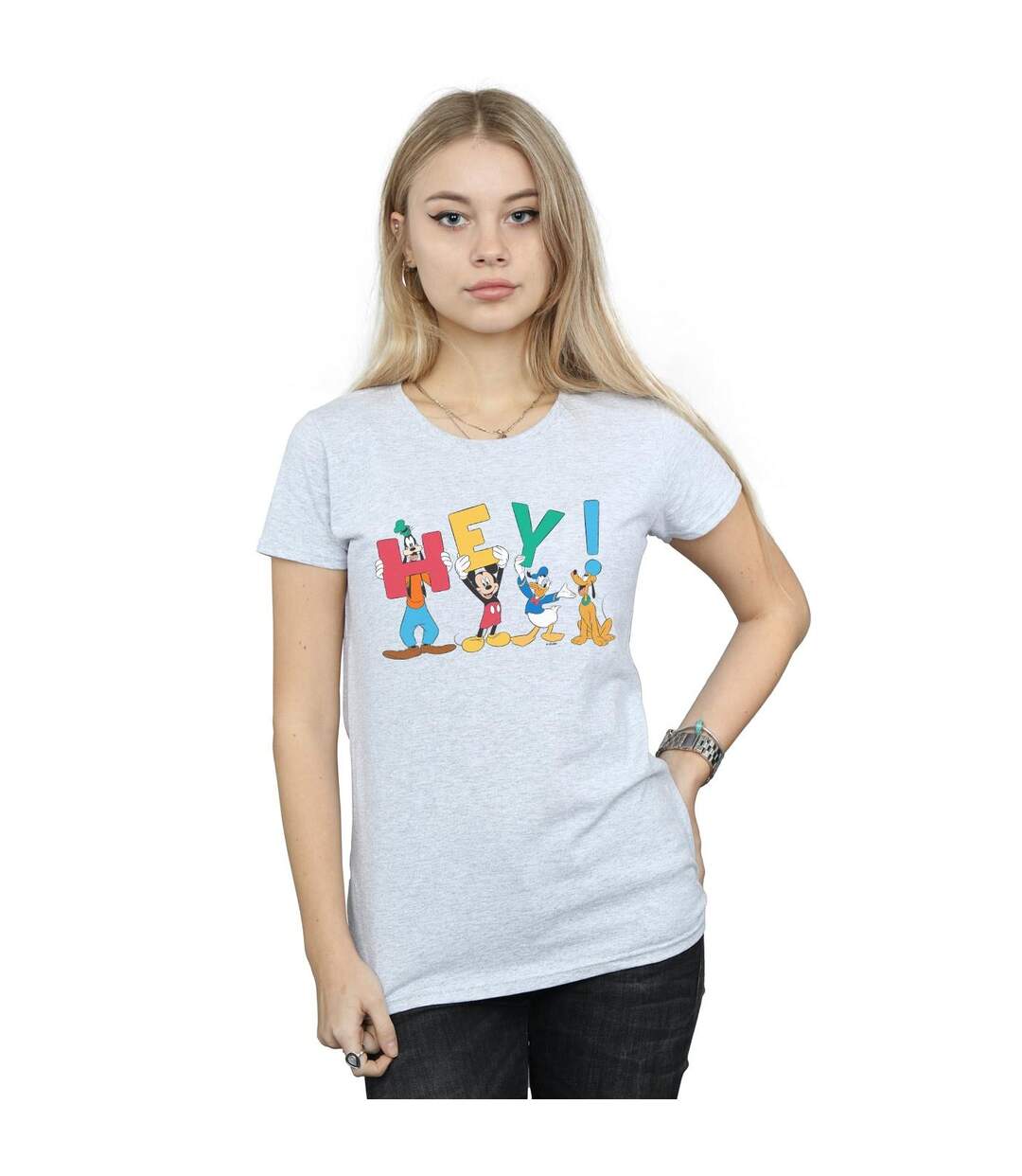 Disney Femme/Les femmes Mickey Mouse Friends Hey Cotton T-Shirt (Gris sportif) - UTBI32228-2