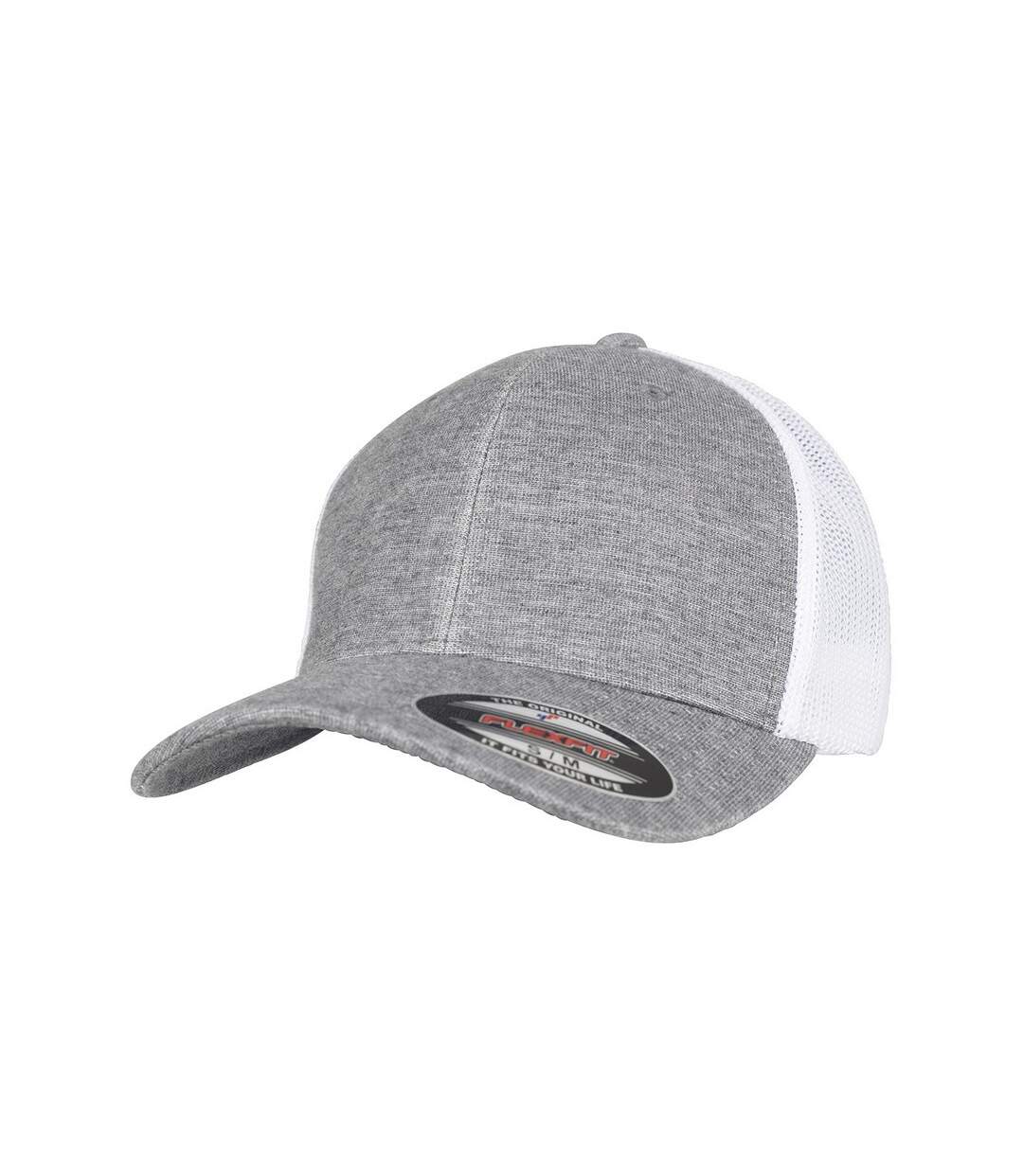 Casquette trucker flexfit gris chiné / blanc Yupoong-1