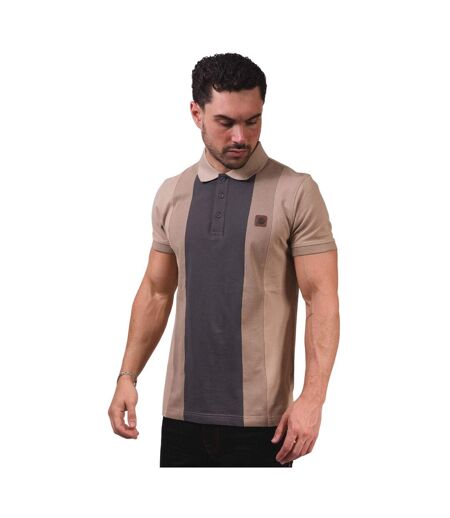 Polo Motif/style Panneau Contrasté Homme Beige Gris Lambretta