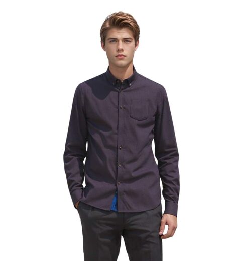 Chemise Homme Imprimée à  Manches Longues en Coton Bleu