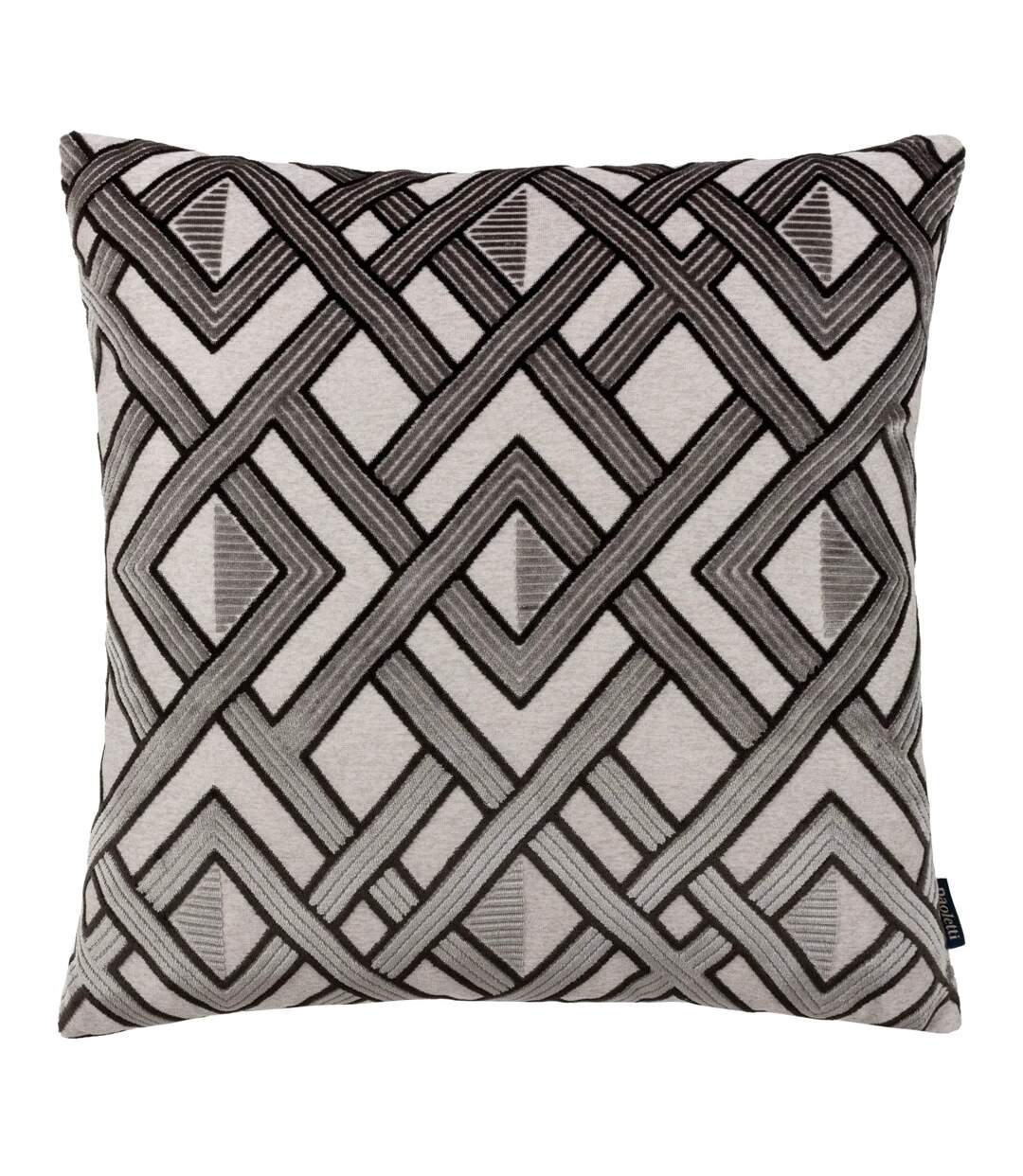 Henley jacquard velvet cushion cover 50cm x 50cm grey/black Paoletti