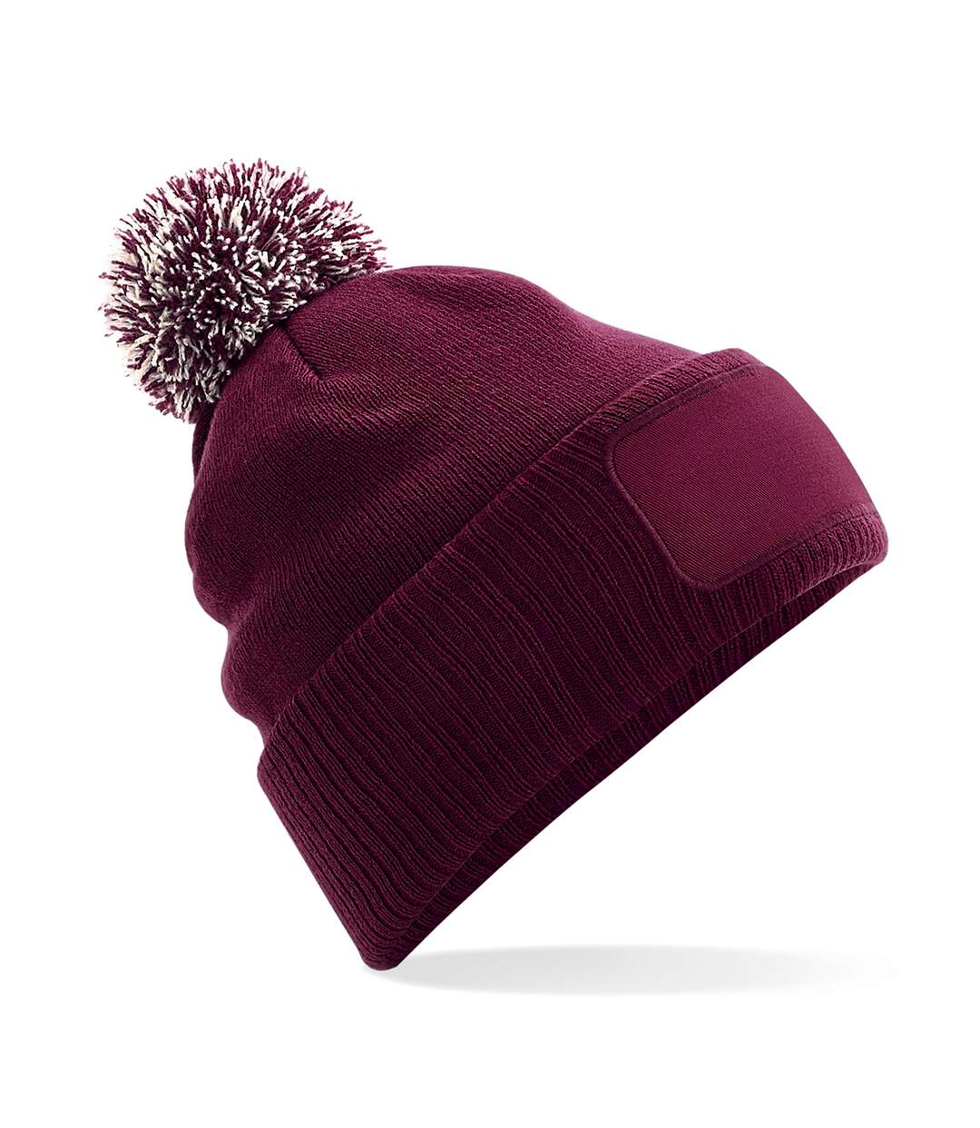 Bonnet snowstar adulte bordeaux / blanc cassé Beechfield-1