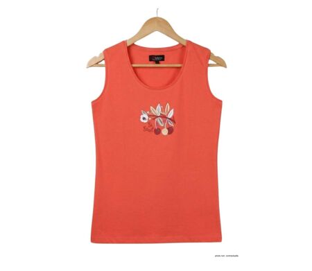 MAYFLOWER LOLA2 — Débardeur corail / orange femme coton : l'éclat d'un style casual vitaminé