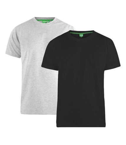 D555 Mens Fenton Round Neck T-shirts (Pack Of 2) (Black/Gray)