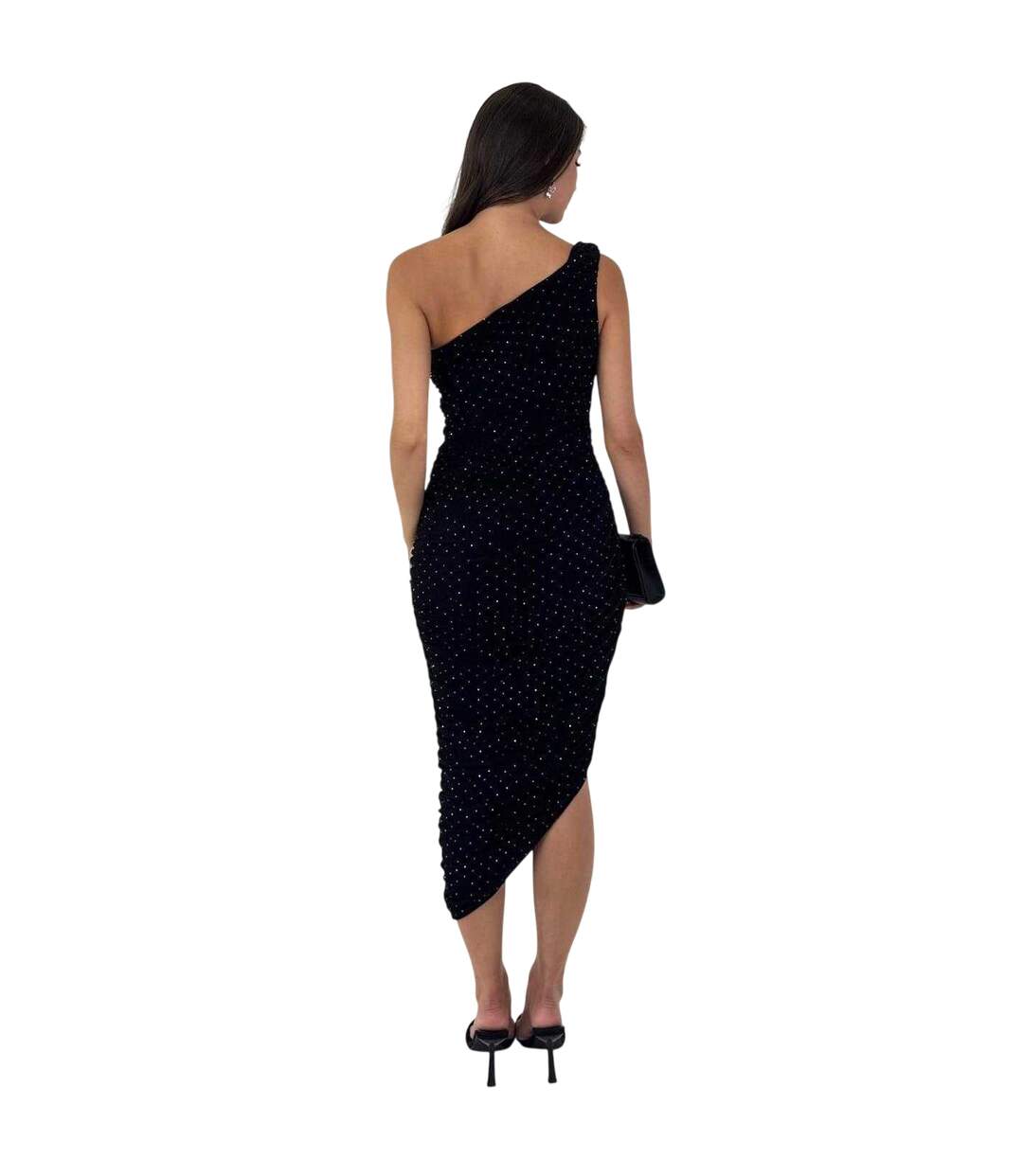 Robe Mi-longue 1 Épaule Femme Noir Ax-3
