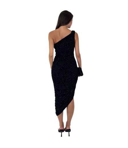 Robe Mi-longue 1 Épaule Femme Noir Ax