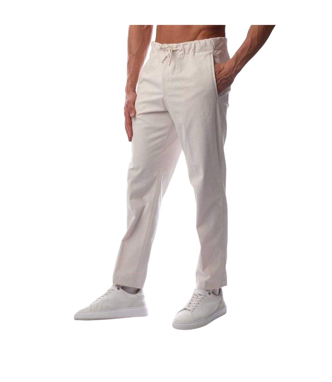 Pantalon Motif/style À Rayures Perin Homme Blanc À Rayures Boss-1