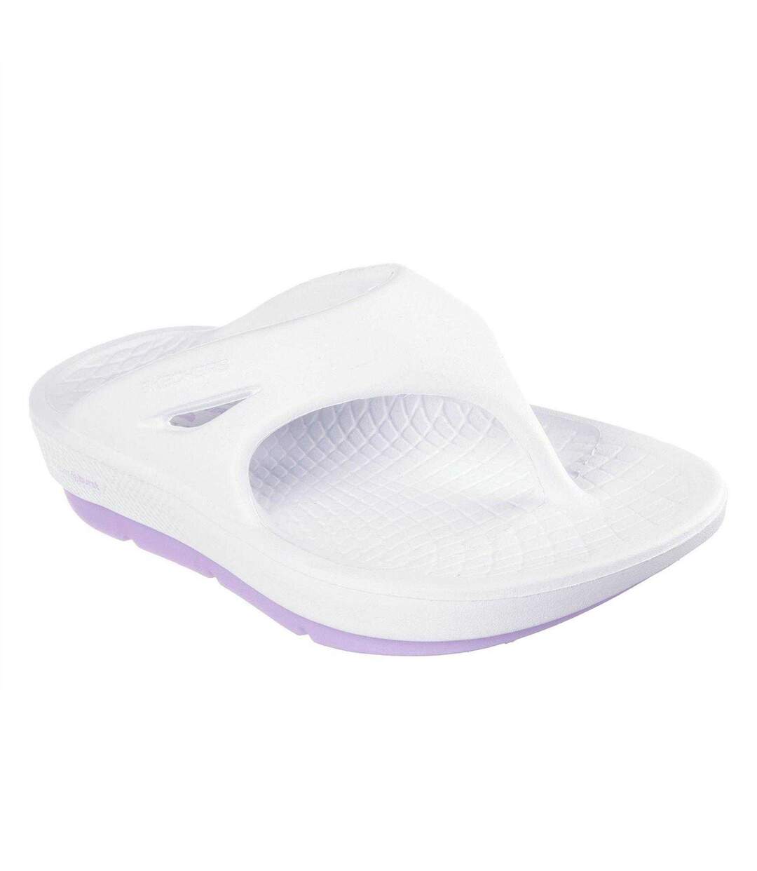Womens/ladies Go Walk Arch Fit Flat Sports Sandals White Lavender Skechers-1