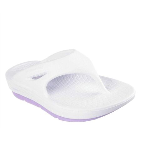 Womens/ladies Go Walk Arch Fit Flat Sports Sandals White Lavender Skechers