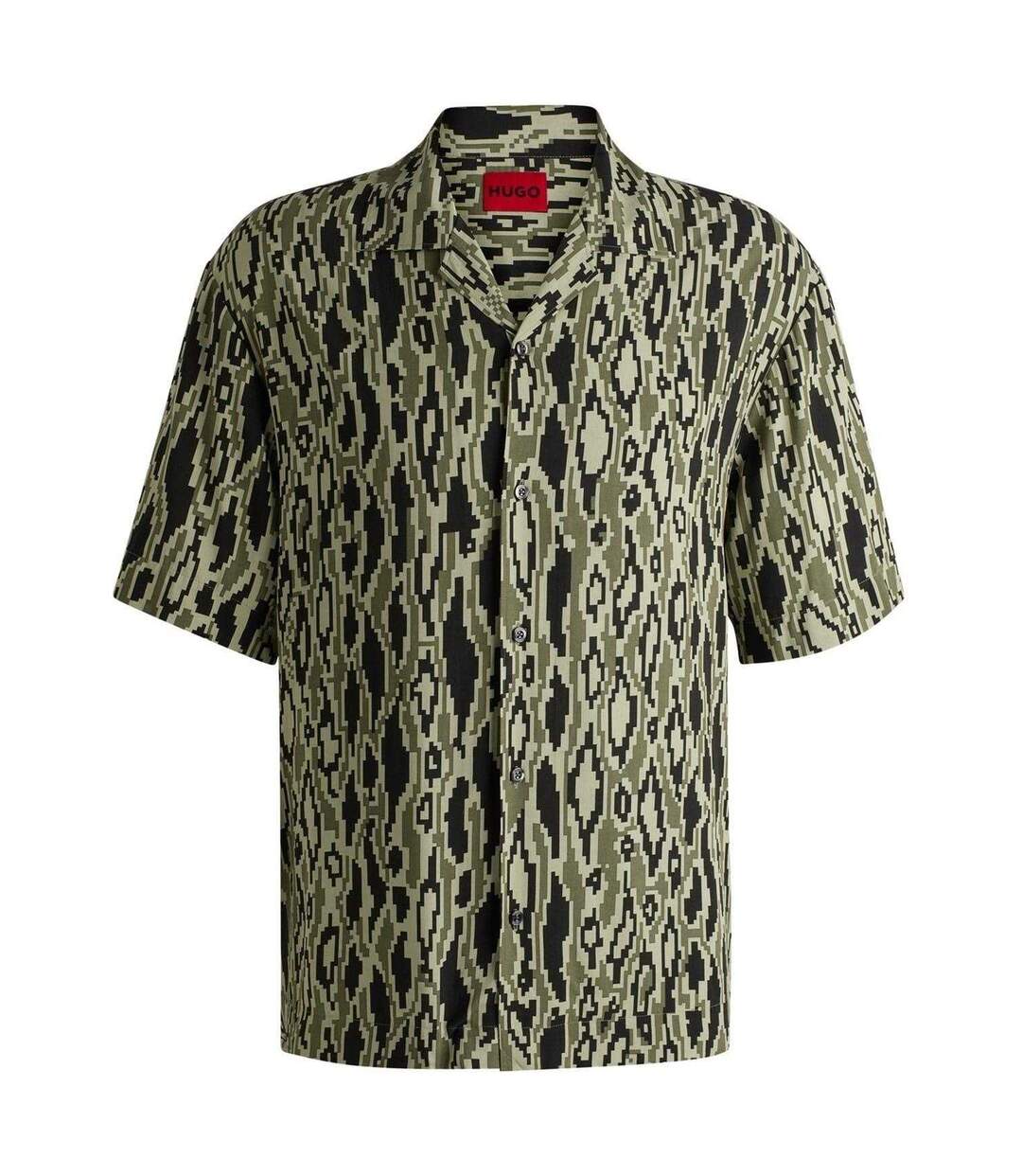 Mens Abstract Regular Short-sleeved Shirt Green Hugo-2