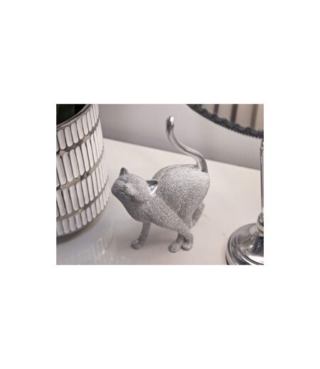Statuette Déco Chat Sparky 26cm Argent