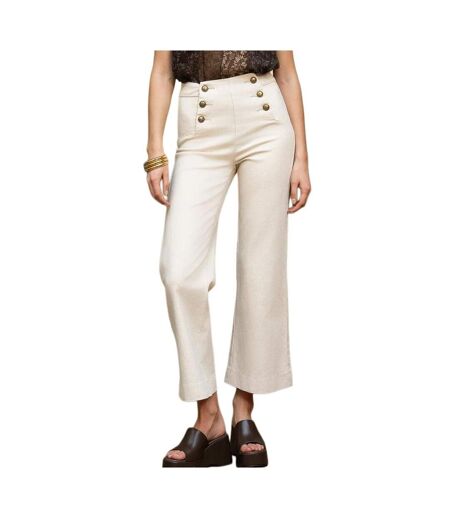 Jean wide blanc créme femme vert oraije victorine