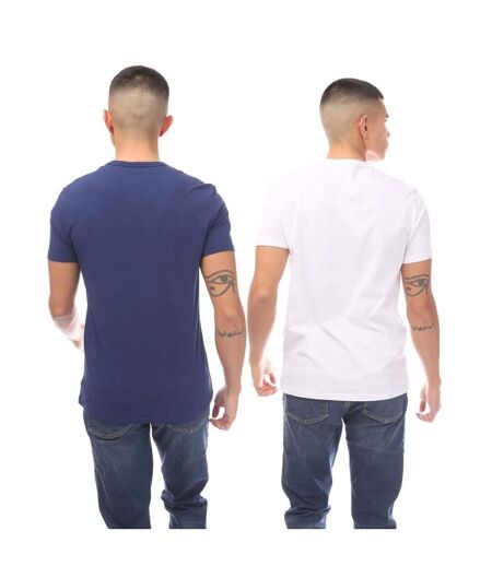 Pack Of 2  Mens Crew Neck Lounge T-shirt  Blue White Armani
