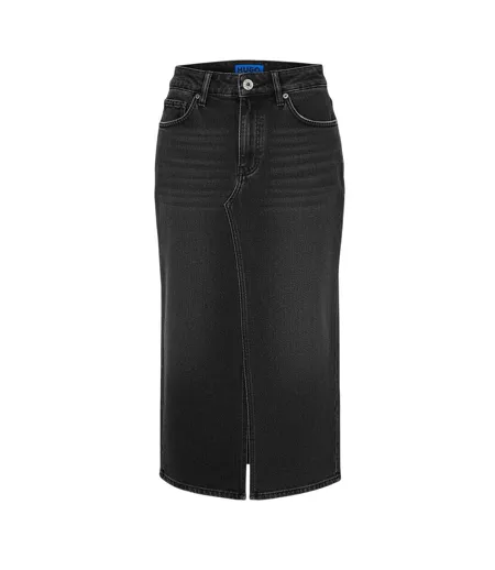 Womens/ladies Goja Denim Midi Skirt Black Hugo