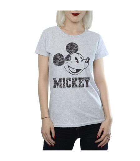 Disney T-shirt en coton à lacets Mickey Mouse Femme/Femme (Gris sportif) - UTBI31377