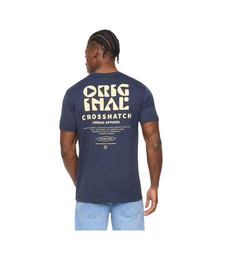 Mens Wellmoores T-shirt Navy Crosshatch