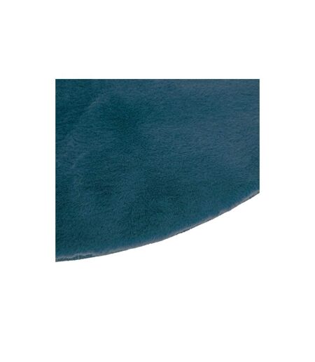 Tapis Rond Imitation Fourrure Doucea 80cm Bleu Canard