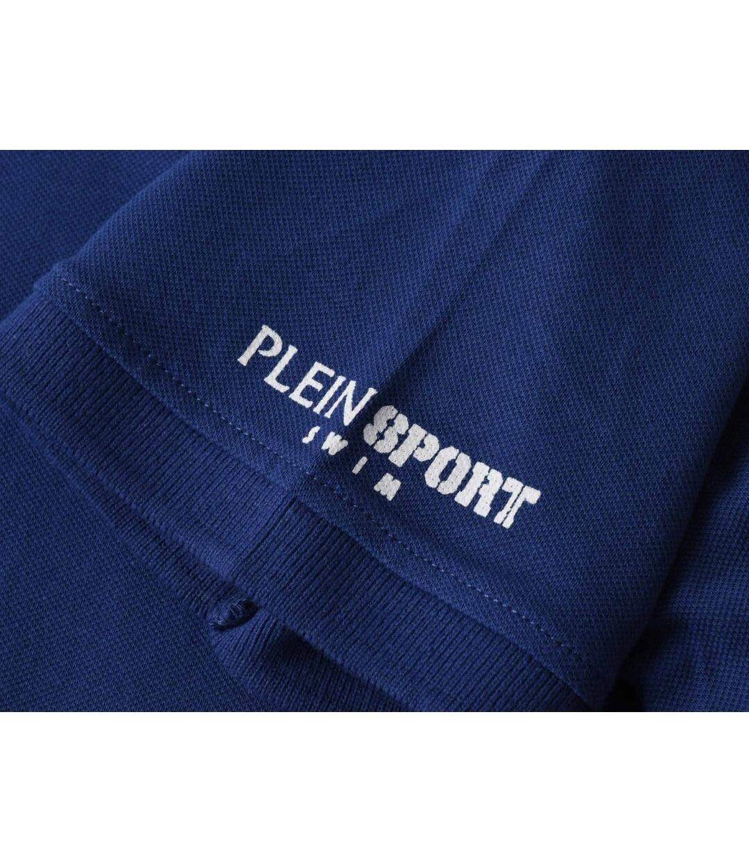 Mens Small Logo Breathable Polo Shirt Navy Blue Plein Sport-3
