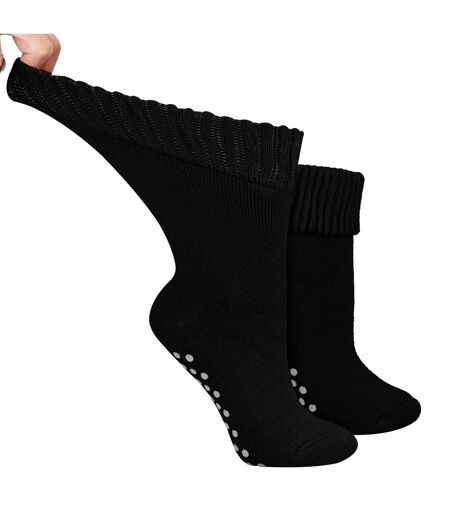Ladies Extra Wide Winter Bed Socks with Grips | Non Slip Thermal Sleep Socks
