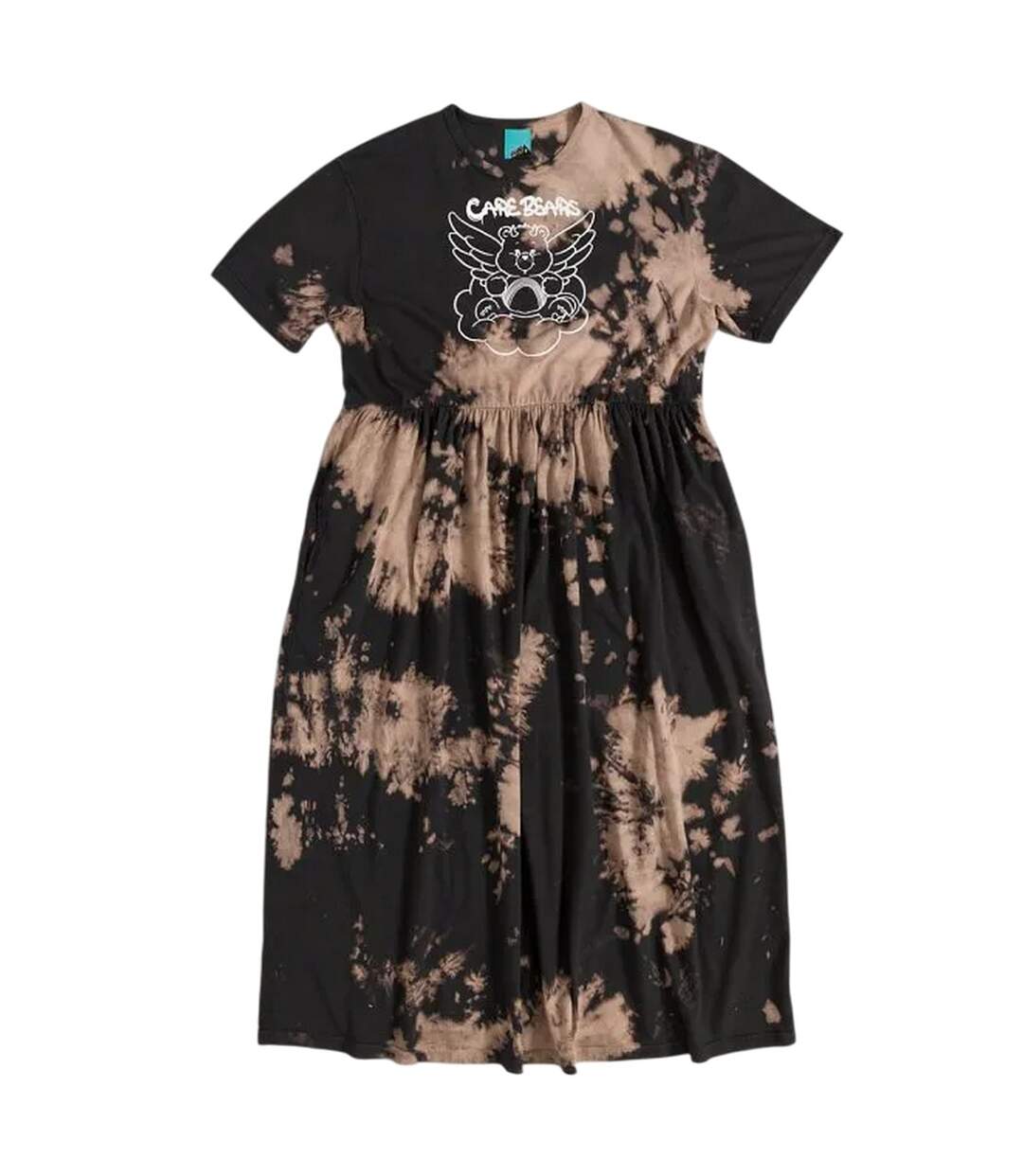 Womens/ladies Bad Angel Midi Tie Dye Smock Dress Black Care Bears-2