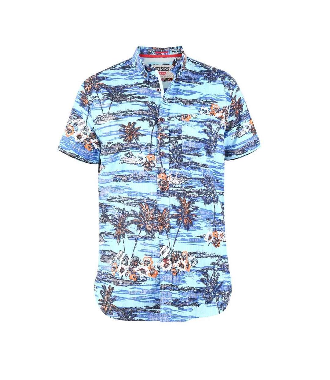 Duke Mens Charford D555 Hawaiian Kingsize Short-Sleeved Shirt (Blue) - UTDC322
