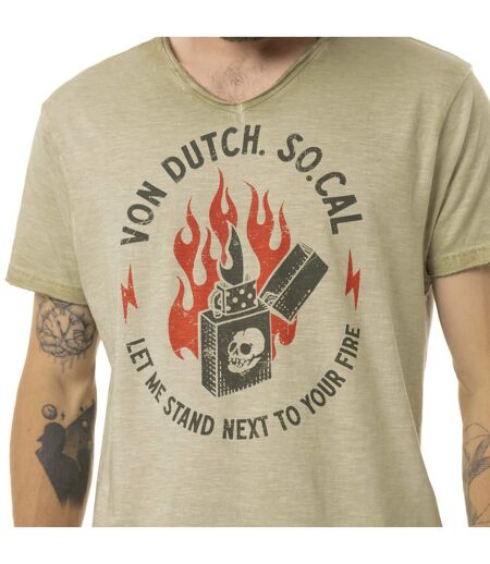 T-shirt homme col V en coton print devant Lighter Vondutch