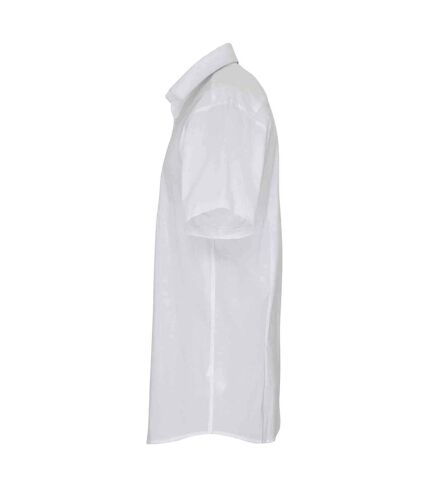 Premier Mens Stretch Fit Poplin Short Sleeve Shirt (White)