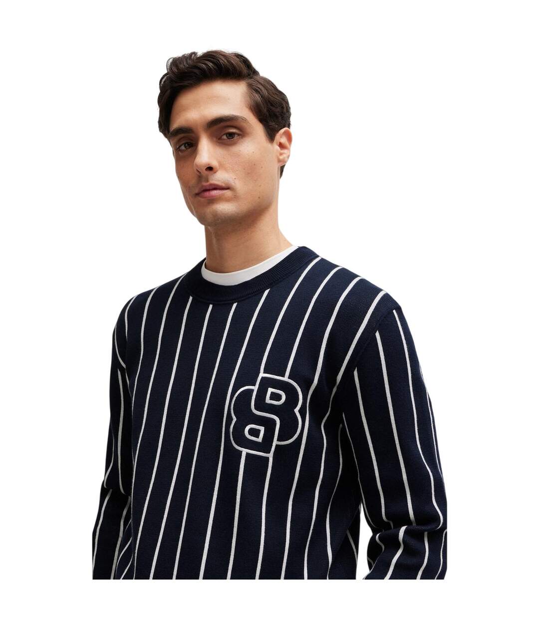 Pull Décontracté Motif/style À Rayures Homme Bleu Foncé Boss-4