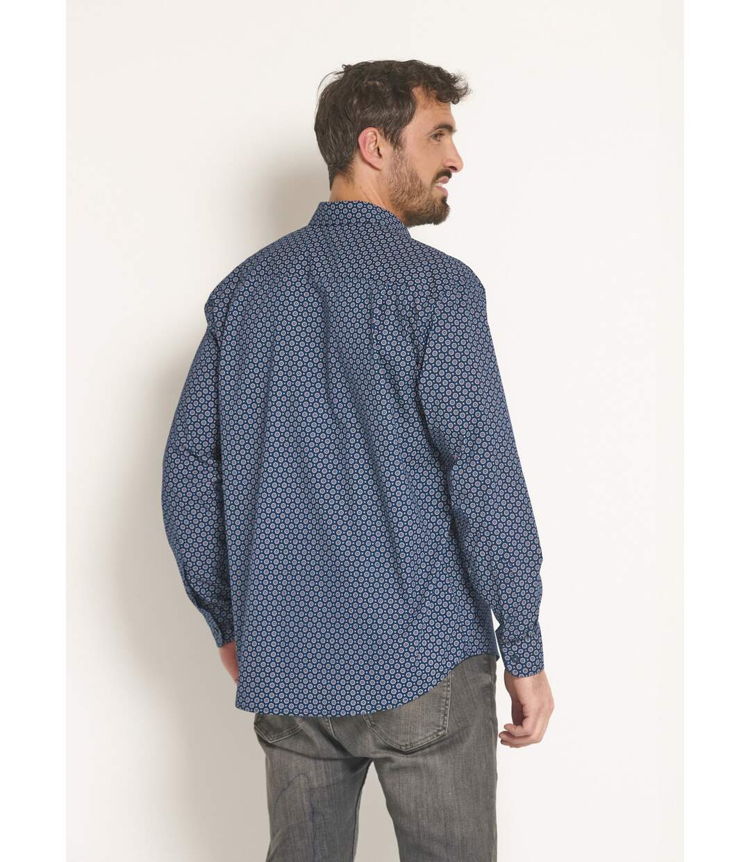 Chemise manches longues motif géométrique-2