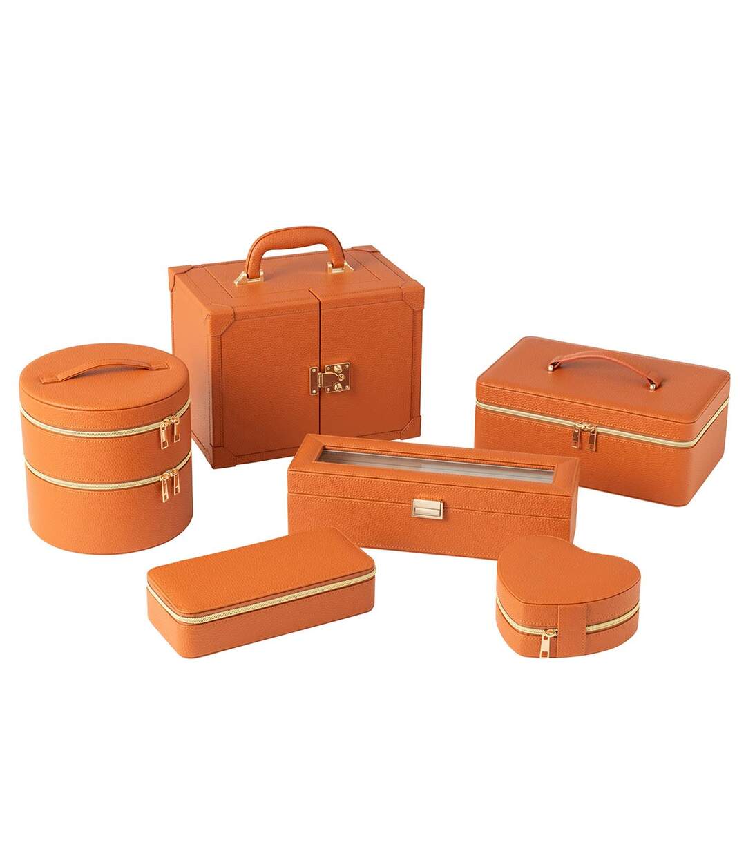 Boîte à Montres 6 Compartiments Ericka 34cm Cognac-4