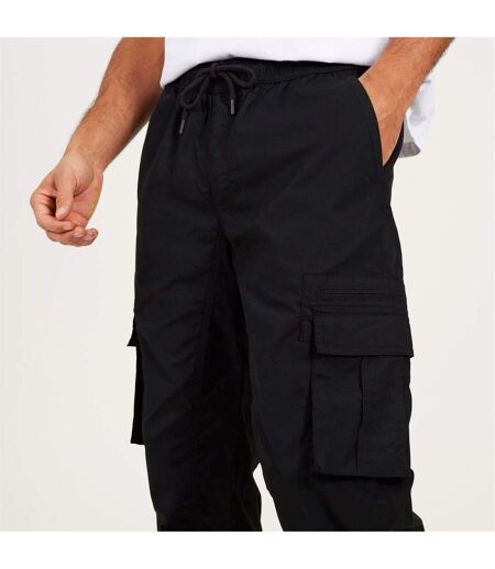 Mens Relaxed Fit Cargo Trousers Black Brave Soul