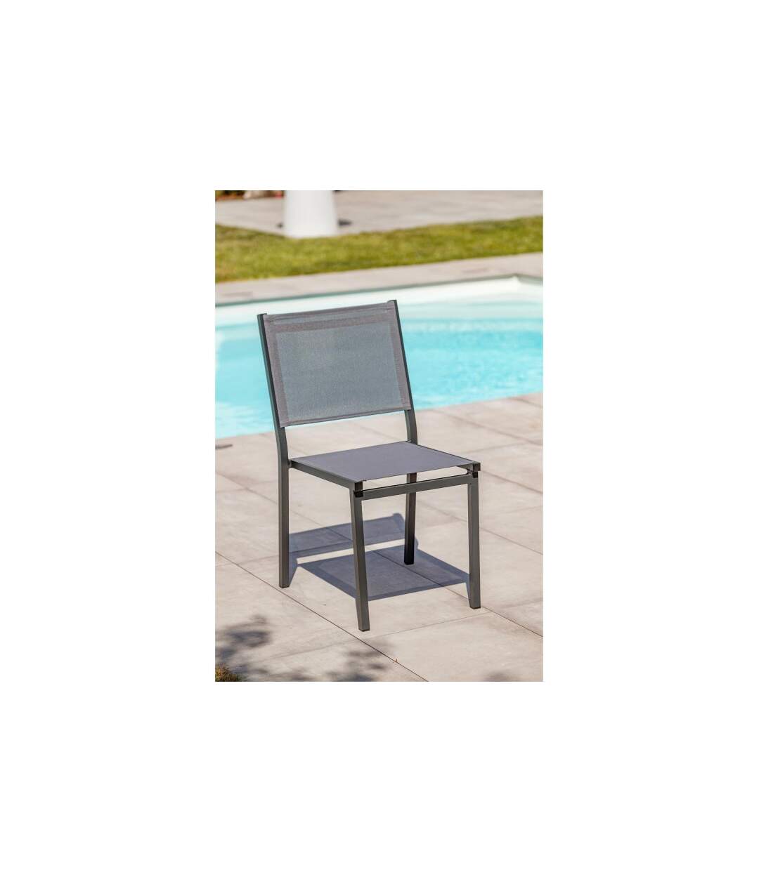 Chaise de Jardin Empilable Tolede 87cm Gris Anthracite-2