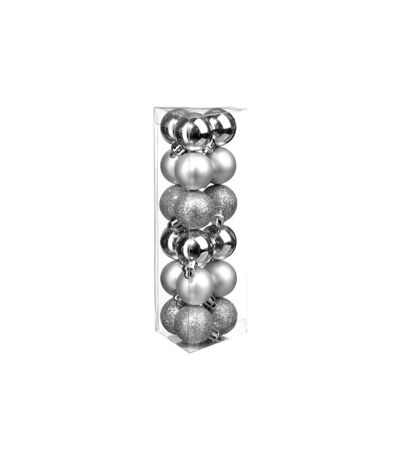 Lot de 18 Boules de Noël Colorama 3cm Argent