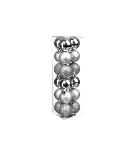 Lot de 18 Boules de Noël Colorama 3cm Argent