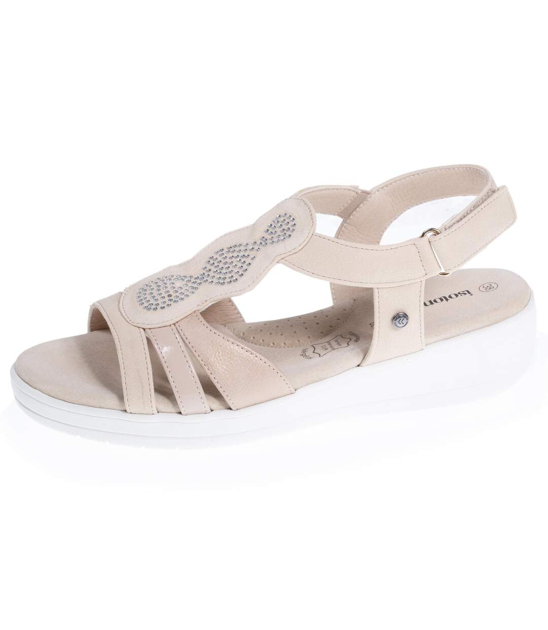 Isotoner Sandales femme confortables, à talon et attache facile-1