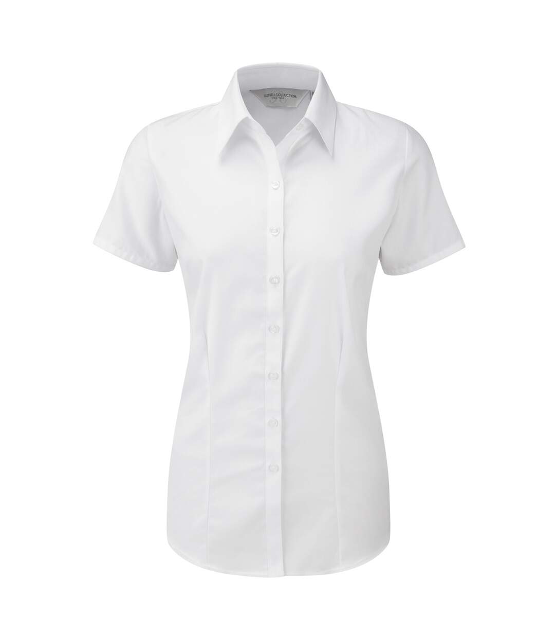 Womens/ladies herringbone short sleeve work shirt white Russell-1