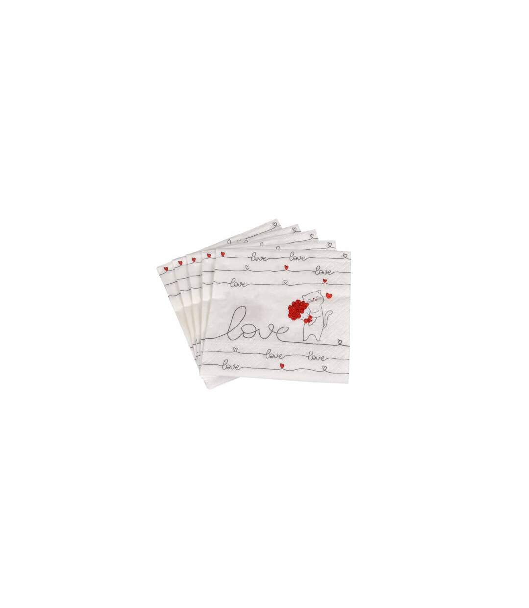 Lot de 20 Serviettes en Papier We Love 25x25cm Blanc-2