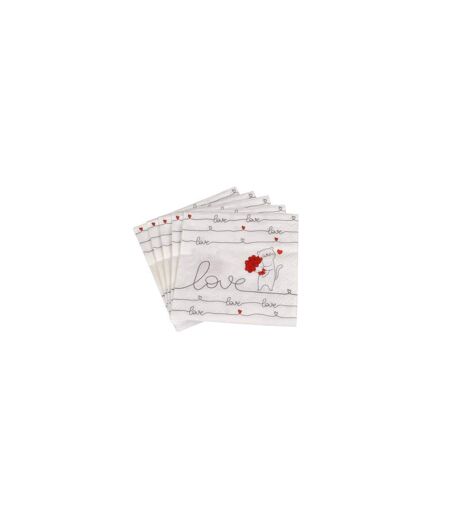 Lot de 20 Serviettes en Papier We Love 25x25cm Blanc