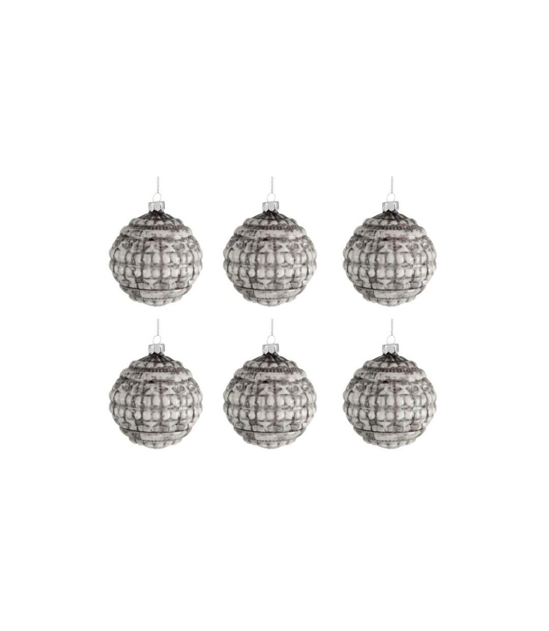 Lot de 6 Boules de Noël Carapa 8cm Gris-1