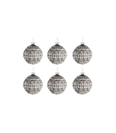 Lot de 6 Boules de Noël Carapa 8cm Gris